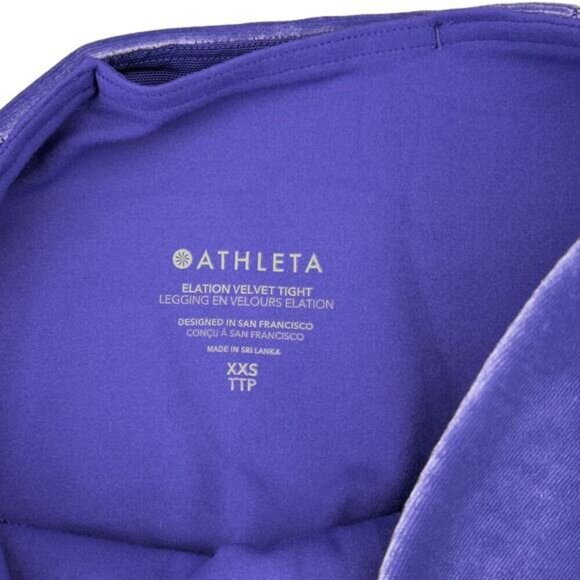 NWT ATHLETA Elation Velvet High Rise Tight Sz XXS Noble Blue Purple - Picture 6 of 7